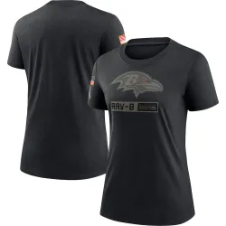 Women's Baltimore Ravens No. 2020 Salute To Service Performance T-Shirt - Black