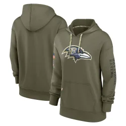 Women's Baltimore Ravens No. 2022 Salute to Service Performance Pullover Hoodie - Olive