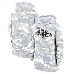 Women's Baltimore Ravens No. 2024 Salute To Service Club Fleece Pullover Hoodie - Arctic Camo