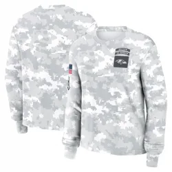 Women's Baltimore Ravens No. 2024 Salute To Service Long Sleeve T-Shirt - Arctic Camo