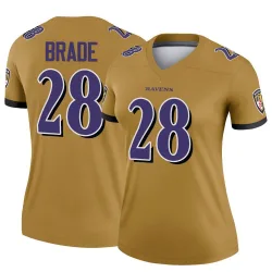 Women's Beau Brade Baltimore Ravens No.28 Legend Inverted Jersey - Gold
