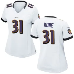 Women's Bilhal Kone Baltimore Ravens No.31 Game Jersey - White