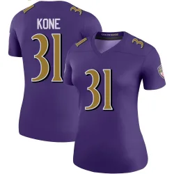 Women's Bilhal Kone Baltimore Ravens No.31 Legend Color Rush Jersey - Purple