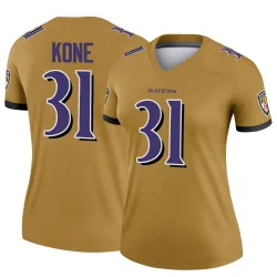 Women's Bilhal Kone Baltimore Ravens No.31 Legend Inverted Jersey - Gold