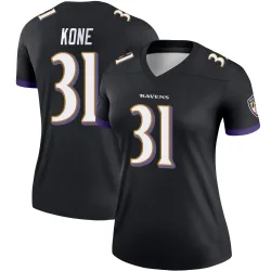 Women's Bilhal Kone Baltimore Ravens No.31 Legend Jersey - Black