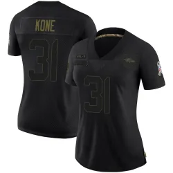 Women's Bilhal Kone Baltimore Ravens No.31 Limited 2020 Salute To Service Jersey - Black