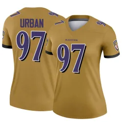 Women's Brent Urban Baltimore Ravens No.97 Legend Inverted Jersey - Gold
