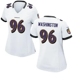 Women's Broderick Washington Baltimore Ravens No.96 Game Jersey - White
