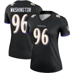 Women's Broderick Washington Baltimore Ravens No.96 Legend Jersey - Black