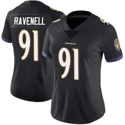 Women's C.J. Ravenell Baltimore Ravens No.91 Limited Alternate Vapor Untouchable Jersey - Black