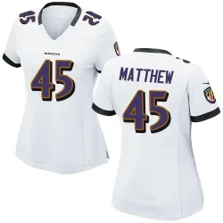 Women's Christian Matthew Baltimore Ravens No.45 Game Jersey - White
