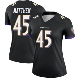 Women's Christian Matthew Baltimore Ravens No.45 Legend Jersey - Black