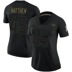 Women's Christian Matthew Baltimore Ravens No.45 Limited 2020 Salute To Service Jersey - Black