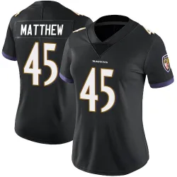 Women's Christian Matthew Baltimore Ravens No.45 Limited Alternate Vapor Untouchable Jersey - Black