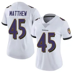 Women's Christian Matthew Baltimore Ravens No.45 Limited Vapor Untouchable Jersey - White