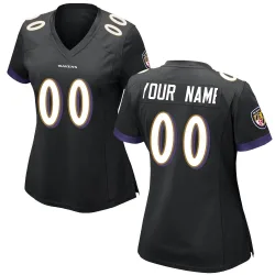 Women's Custom Baltimore Ravens No.00 Game Jersey - Black