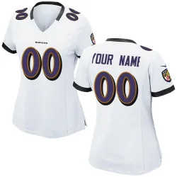 Women's Custom Baltimore Ravens No.00 Game Jersey - White
