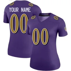 Women's Custom Baltimore Ravens No.00 Legend Color Rush Jersey - Purple