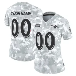 Women's Custom Baltimore Ravens No.00 Limited 2024 Salute to Service Jersey - Arctic Camo