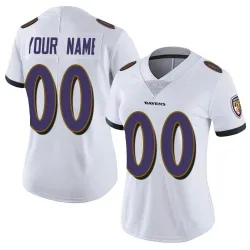 Women's Custom Baltimore Ravens No.00 Limited Vapor Untouchable Jersey - White