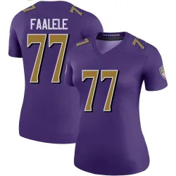 Women's Daniel Faalele Baltimore Ravens No.77 Legend Color Rush Jersey - Purple