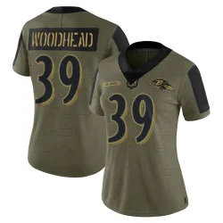 Women's Danny Woodhead Baltimore Ravens No.39 Limited 2021 Salute To Service Jersey - Olive