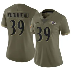 Women's Danny Woodhead Baltimore Ravens No.39 Limited 2022 Salute To Service Jersey - Olive