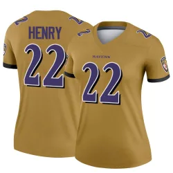 Women's Derrick Henry Baltimore Ravens No.22 Legend Inverted Jersey - Gold