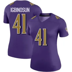 Women's Desmond Igbinosun Baltimore Ravens No.41 Legend Color Rush Jersey - Purple
