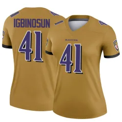 Women's Desmond Igbinosun Baltimore Ravens No.41 Legend Inverted Jersey - Gold