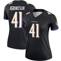 Women's Desmond Igbinosun Baltimore Ravens No.41 Legend Jersey - Black