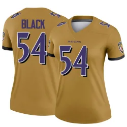 Women's Diwun Black Baltimore Ravens No.54 Legend Inverted Jersey - Gold