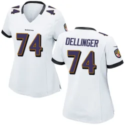 Women's Garrett Dellinger Baltimore Ravens No.74 Game Jersey - White