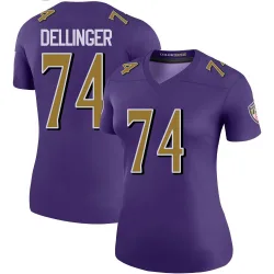 Women's Garrett Dellinger Baltimore Ravens No.74 Legend Color Rush Jersey - Purple