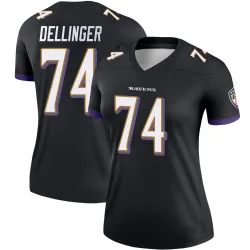 Women's Garrett Dellinger Baltimore Ravens No.74 Legend Jersey - Black