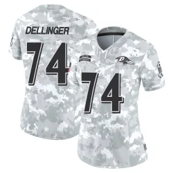Women's Garrett Dellinger Baltimore Ravens No.74 Limited 2024 Salute to Service Jersey - Arctic Camo
