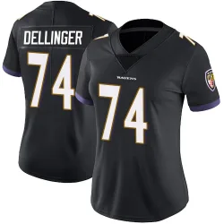 Women's Garrett Dellinger Baltimore Ravens No.74 Limited Alternate Vapor Untouchable Jersey - Black