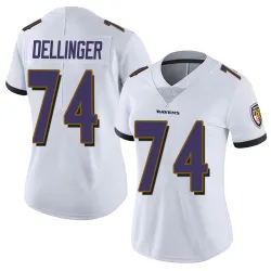 Women's Garrett Dellinger Baltimore Ravens No.74 Limited Vapor Untouchable Jersey - White