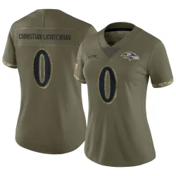 Women's Gerad Christian-Lichtenhan Baltimore Ravens No.0 Limited 2022 Salute To Service Jersey - Olive