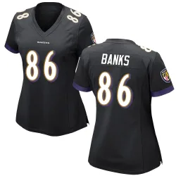 Women's Jahmal Banks Baltimore Ravens No.86 Game Jersey - Black