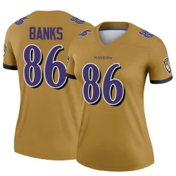 Women's Jahmal Banks Baltimore Ravens No.86 Legend Inverted Jersey - Gold