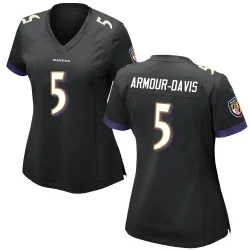 Women's Jalyn Armour-Davis Baltimore Ravens No.5 Game Jersey - Black