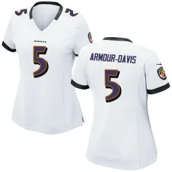 Women's Jalyn Armour-Davis Baltimore Ravens No.5 Game Jersey - White