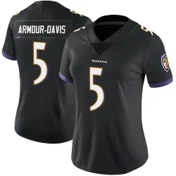 Women's Jalyn Armour-Davis Baltimore Ravens No.5 Limited Alternate Vapor Untouchable Jersey - Black