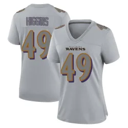 Women's Jay Higgins Baltimore Ravens No.49 Game Atmosphere Fashion Jersey - Gray
