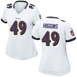 Women's Jay Higgins Baltimore Ravens No.49 Game Jersey - White