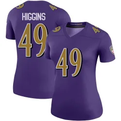Women's Jay Higgins Baltimore Ravens No.49 Legend Color Rush Jersey - Purple
