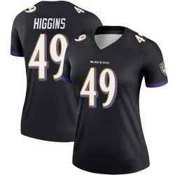 Women's Jay Higgins Baltimore Ravens No.49 Legend Jersey - Black
