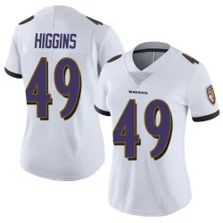 Women's Jay Higgins Baltimore Ravens No.49 Limited Vapor Untouchable Jersey - White
