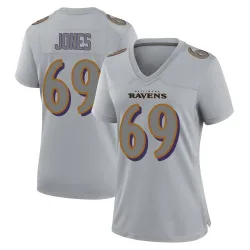 Women's Jayson Jones Baltimore Ravens No.69 Game Atmosphere Fashion Jersey - Gray